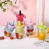 16.3oz Colorful Water Cup With Tea Infuser Straw Portable Outdoor Sports Bottle With Lanyard Isolating Chamber Design for Summer
