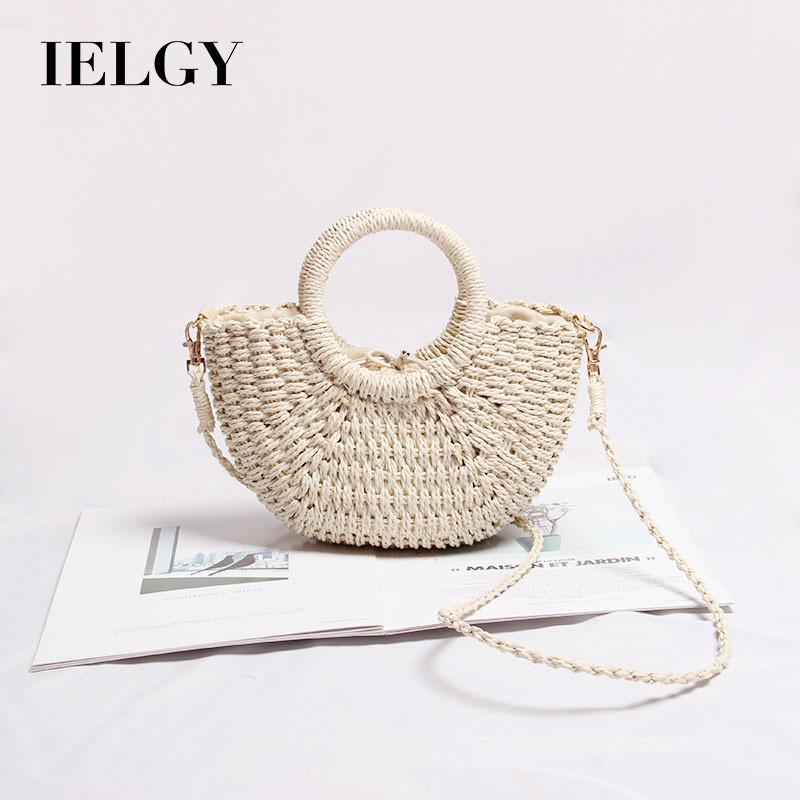 IELGY mini messenger woven bag, cute portable, summer seaside vacation beach bag