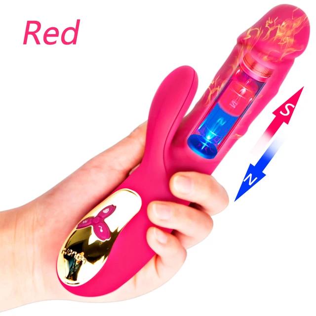 Магнитно-импульсный автоматический толкающий вибратор для женщин с подогревом, телескопическая мастурбация, стимуляция точки G, секс-игрушка для клитора