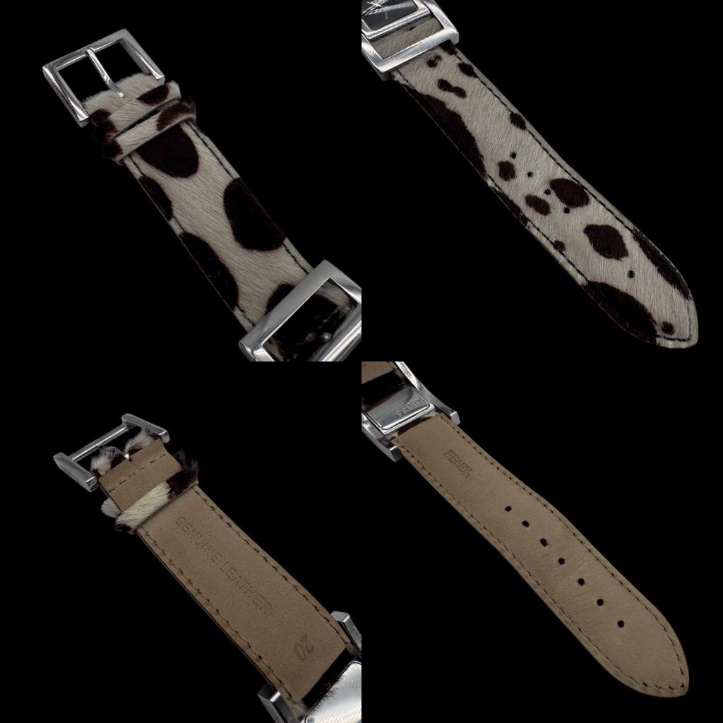 Б/У Новый на батарейках FENDI Gyro Haraco с запасным ремешком Женские часы из нержавеющей стали кварцевые QZ черный циферблат