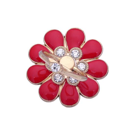 Прочный кронштейн для кольца на палец Уникальный металлический держатель для телефона в форме цветка со стразами, работающий одной рукой, ленивый держатель