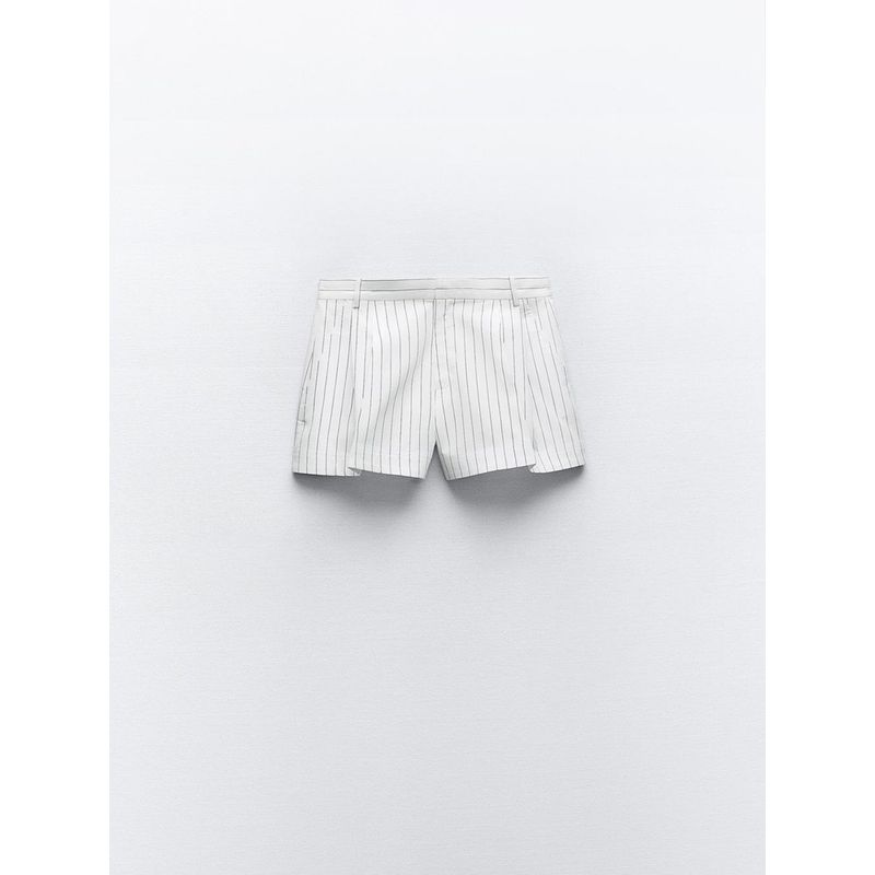 Za2024 Spring-Summer New Type Women's Zipper Loose Easiest for Match High Waist Stripes Mini Shorts 6929405 0