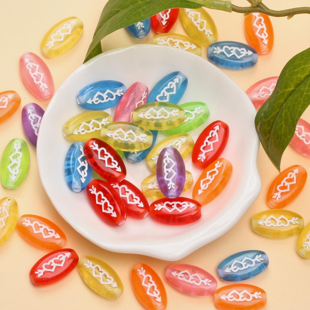 20 шт., 17,5*9,5 мм, одна стрела сквозь сердце, модные акриловые свободные бусины для изготовления ювелирных изделий, браслет, ожерелье, брелок, бисер, аксессуары ручной работы