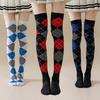 1 Pair Winter Socks Rhombus Printing Over-the-knee Socks Warm Extra Loose Ankles
