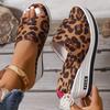 Модные шлепанцы для женщин Базовые пляжные танкетки Средний каблук Обувь с леопардовым принтом Женские однотонные флоковые туфли на платформе Летняя обувь Большой размер