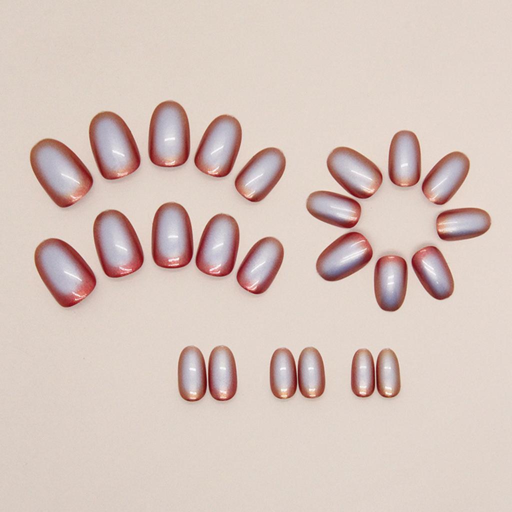 Aurora Short Round False Nail No Fading Long Lasting Resin False Nail for Lady Beauty Nail Makeup
