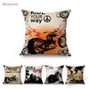Retro Motorcycle Poster Art Letter Print Ride Your Way Home Decoration Throw Pillow Case Vintage Motor Bike Sofa Cushion Cover