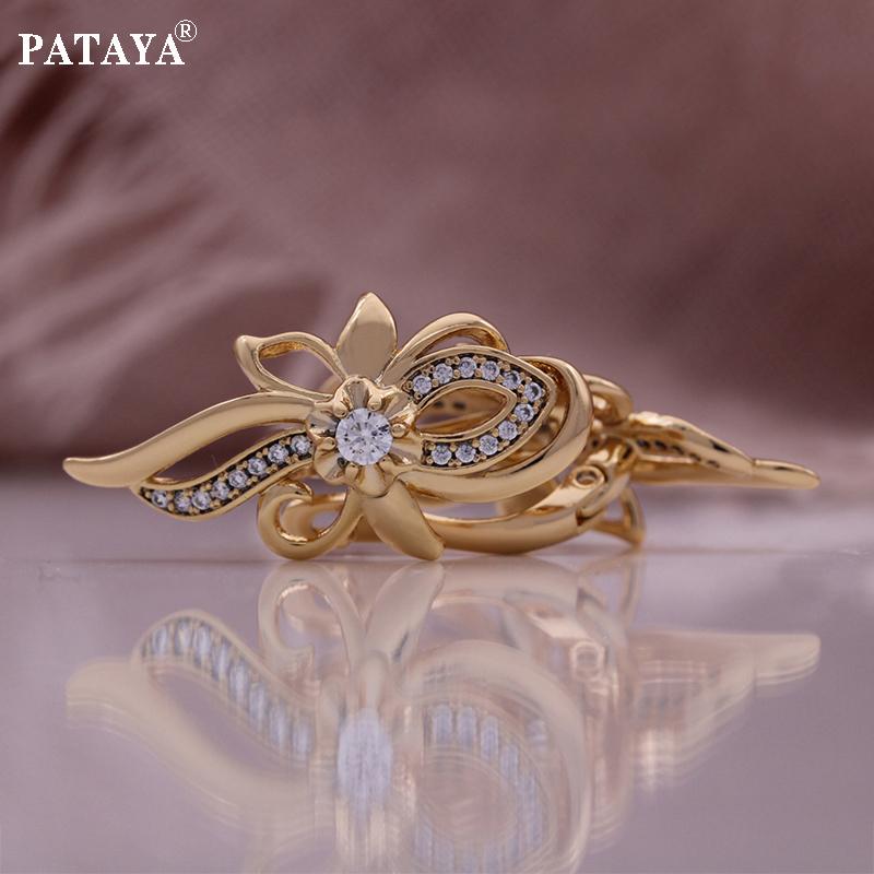 PATAYA Цвет розового золота, инкрустированные белым цветом, искусственный циркон, галстук-бабочка, сладкие серьги