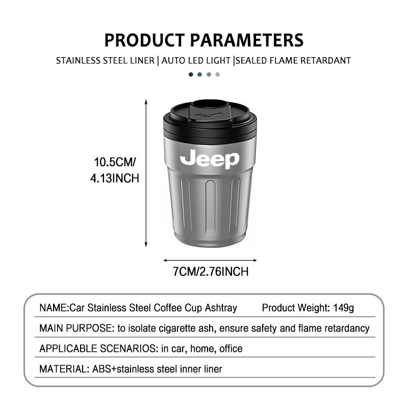 Car Ashtray Cigarette Ash Holds Cup LED Light Automotive Ashtray For Jeep Compass Renegade Cherokee Wrangler JK Patriot Liberty MWGHF1