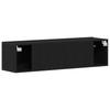 Schwarzer TV-Schrank mit Eichenholzmaserung, wandmontierter dekorativer Aufbewahrungs-TV-Schrank, 120x30x30,5 cm