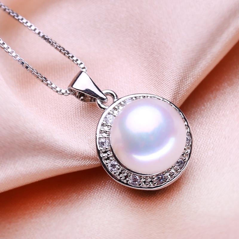 seniko Freshwater Pearl Necklace CZ Cubic Zirconia Fashion Geometry Cage Necklaces For Women