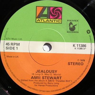 7-дюймовая пластинка AMII STEWART - Jealousy K11386 Atlantic, Hansa 1979 UK Танцевальная и электронная музыка Б/у