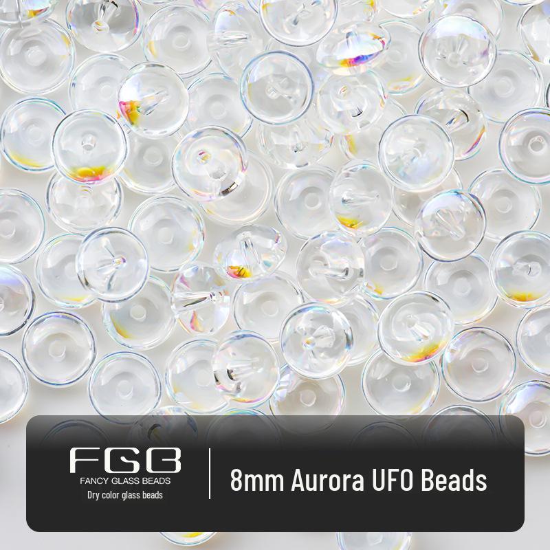 Радужные стеклянные бусины-бисер Аврора 4-10 мм: Супер блестящие, прозрачные круглые/дисковые бусины для DIY украшений и рукоделия.