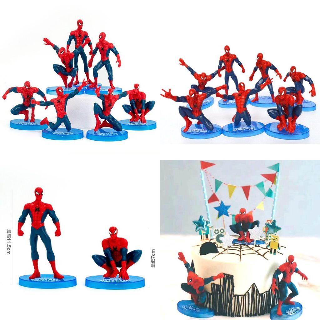 Marvel Spiderman 7pcs Mini Figures Pvc Miniatures Desktop Cake Decoation Topper