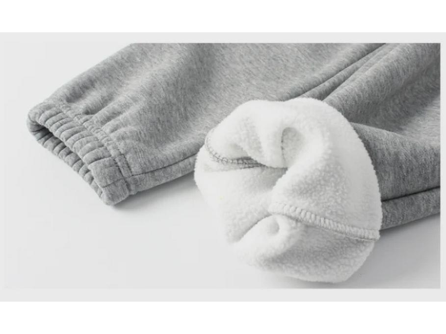 Korean Style Fleece-Lined Winter Sports Sweatpants for Girls