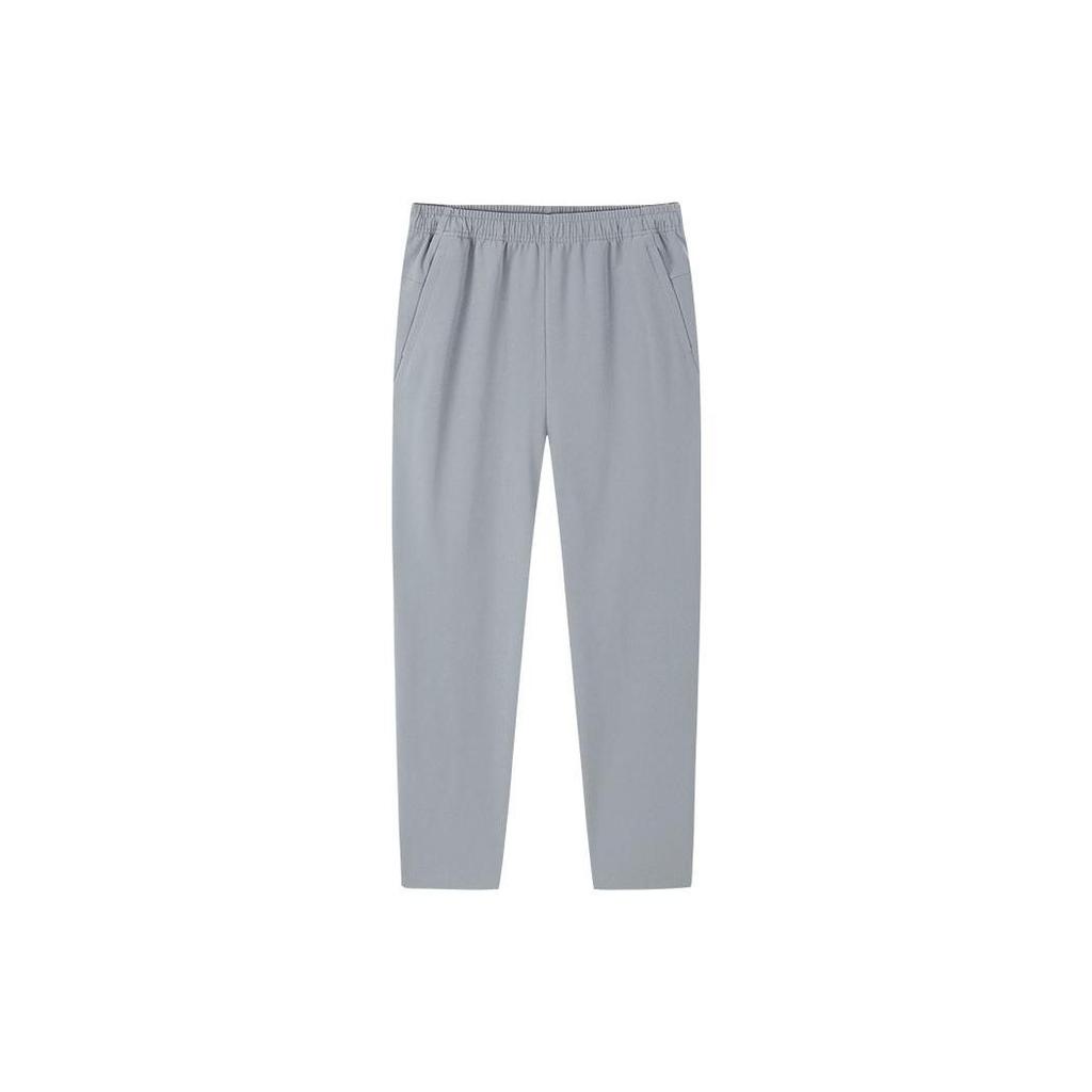 Anta Solid Color Drawstring High Waist Straight Leg Sports Pants Men Pants Gray 152247512S-2