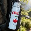 1PC Cherry Fruit Letter Logo 750ml Color Plastic Sports Water Bottle Leakproof Flip Straw Lid Suitable for Sports Office Home Use