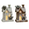 Christmas Snow House Statue with Light Collectible Cabin Hut Creative Christmas Decor for Home Shelf Party Living Room Holiday