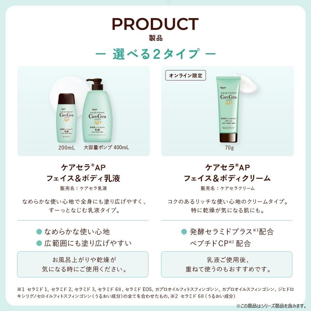 CareCera AP Face & Body Cream 70g with 8 Types of Natural Ceramides Including Fermented Ceramide