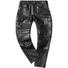 Китайский размер Винтажные черные натуральная воловья кожа брюки мужские мотоциклетные байкерские кожаные брюки осень-зима мужские кожаные брюки