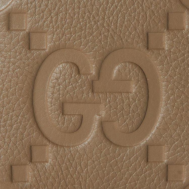 Gucci Double G Logo Embossed Flap Leather Wallet Men wallet Gray Brown 739475-AABY0-2801