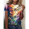 Summer 3D Printing Cute Animal Dragonfly Women Funny Streetwear Fashion Short Sleeve Top