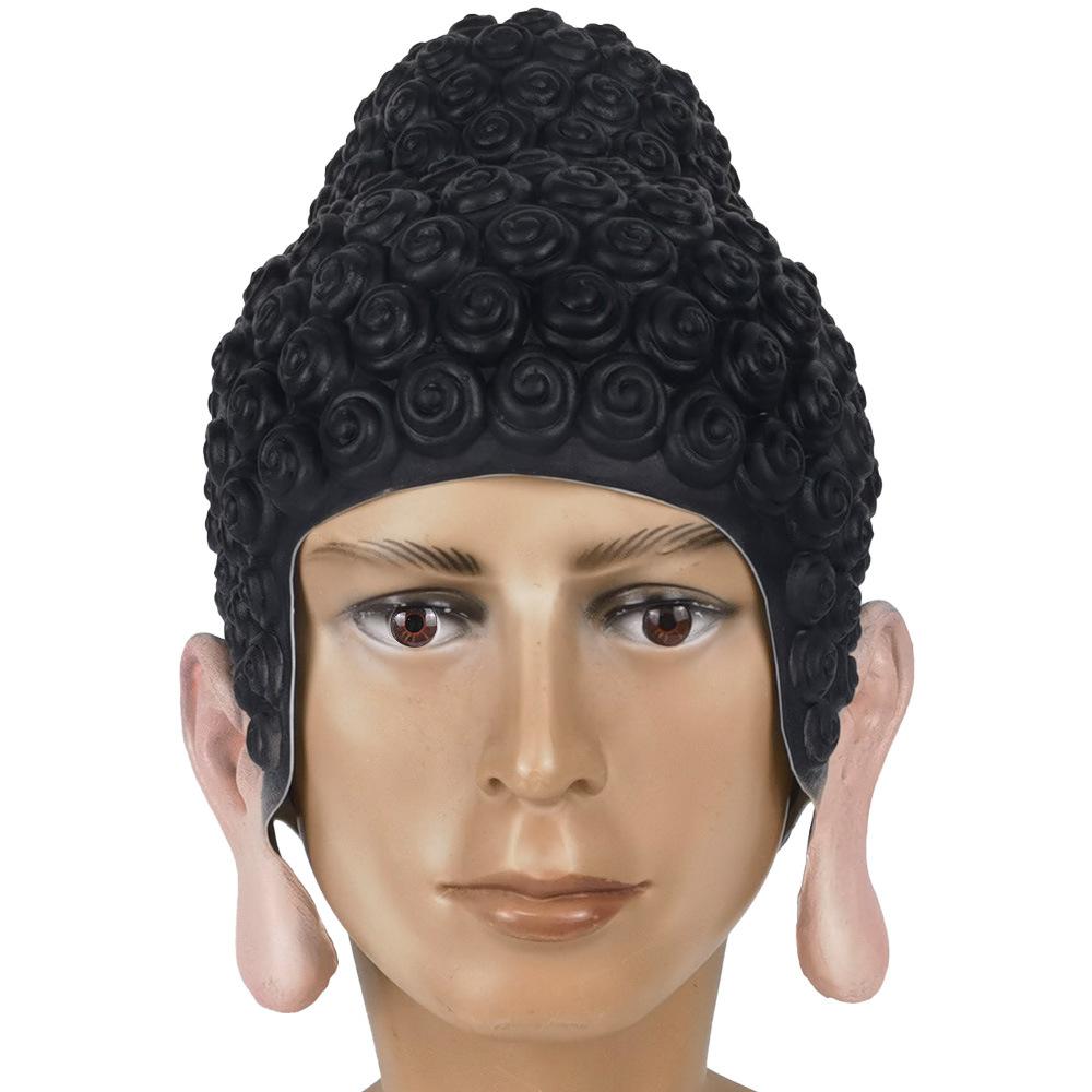 Summer Latex Funny Buddha Swim Cap cos Tathagata Buddha Headgear, Latex Hat for Buddha Role Play