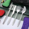 Портативная посуда из нержавеющей стали, 3/4/5 комплектов, походный нож, вилка, ложка и палочки для еды, подарочный набор, кухонные принадлежности