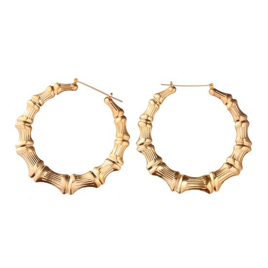 1 пара преувеличенных женских обручей из бамбука с полировкой и гальваническим покрытием уха