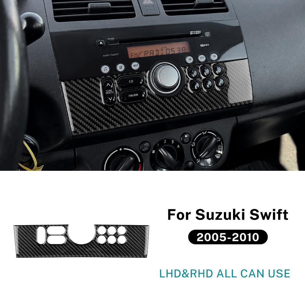 Настоящая мягкая наклейка из углеродного волокна для Suzuki Swift ZC31S 2005 2006 2007 2008 2009 2010 LHD RHD Рамка отделки кнопок CD на центральной консоли автомобиля