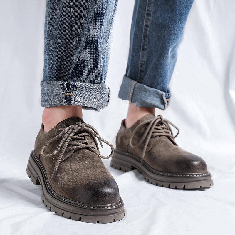 Fashion Luxury Brand Oxford Shoe Men's Outdoor Wear-resistant Cattle Suede Work Shoes Round Toe Casual Shoes High Quality Designer Shoes