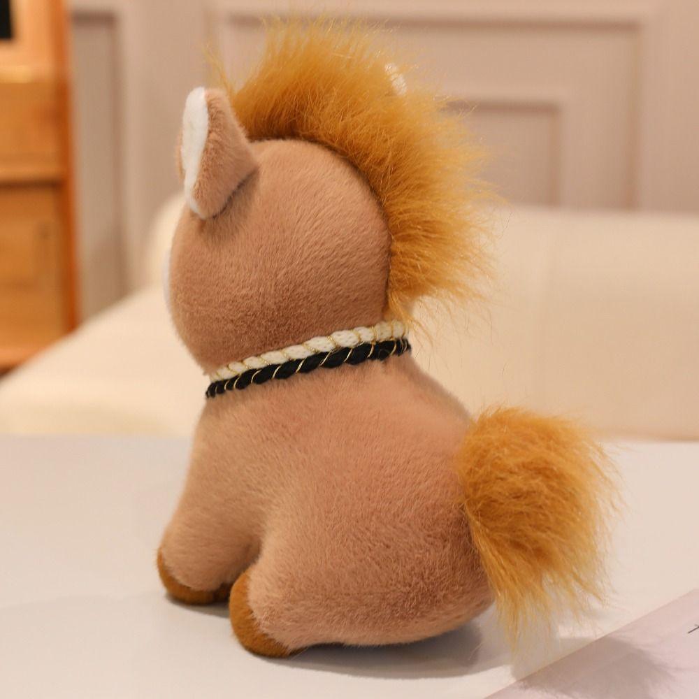 Soft Horse Animal Stuffed Toy With Flower Horse Plush Doll Pentant Festive Decor