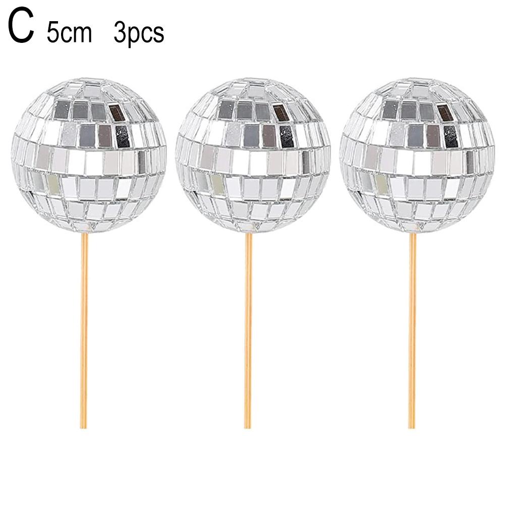 Cake Decoration Ball Cupcake Toppers Cake Decoration Mini Mirror Disco Ball Light Reflective Glass Ball Wedding Birthday Party
