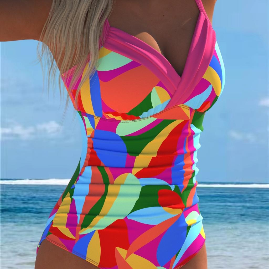 1011 new European and American printed one-piece swimsuit women's beach hot spring sexy swimsuit