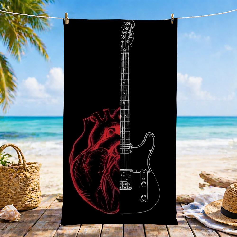 E-Espguitars-S Полотенце Микрофибра Пляжное Полотенце, Быстросохнущее, Не Прилипает Песок, Ультратонкое Волокно, Супер Мягкое.