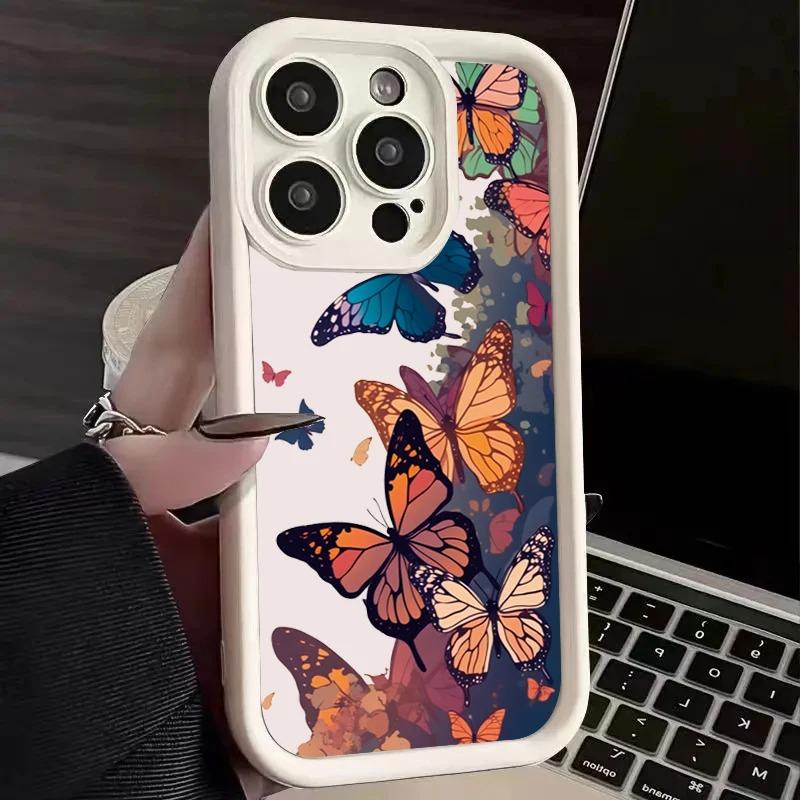 Fashion Butterfly Case For iphone 17 16pro 15pro14 13 12 11 12pro 13pro max 14plus Silicone AntiFall Protective Cover