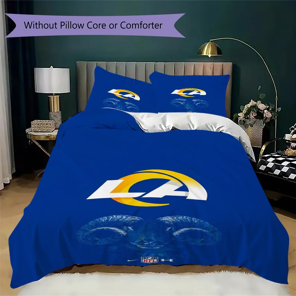 Los Angeles Rams Pattern Bedding uilt Set uilt Cover Pillowcase Home Decoration Birthday Gift (1*duvet cover + 2*pillowcase without core)