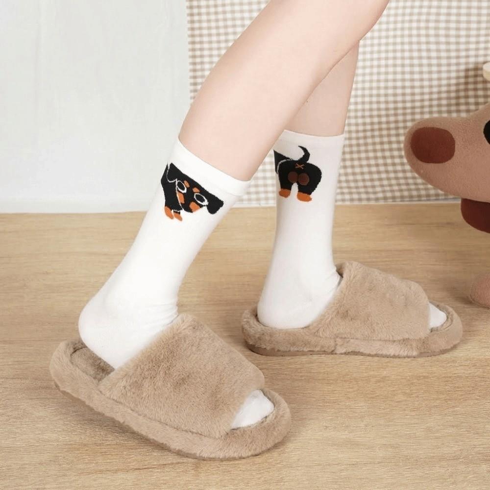 Soft Husky Dog Socks Breathable Dachshund Socks Whimsical Puppy Eggs Socks All Seasons
