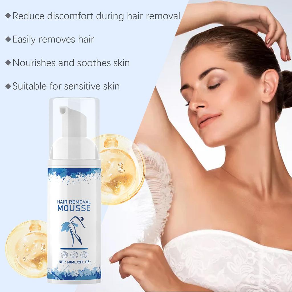 Пена для удаления волос нежно увлажняет гладкую и нежную кожу по всему телу, подмышками, руками и ногами.(60мл