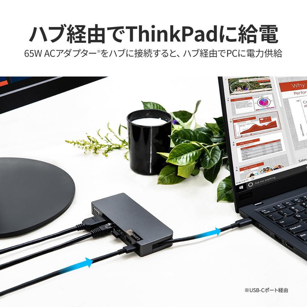 Lenovo Japan 4X90S92381 Дорожный хаб USB Type-C 2 (с портом USB Type-C Power Delivery)