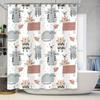Adorable Cartoon Cat Bird Print Shower Curtain Waterproof Fabric Home Decor For Bathroom Accessories In Various Sizes!