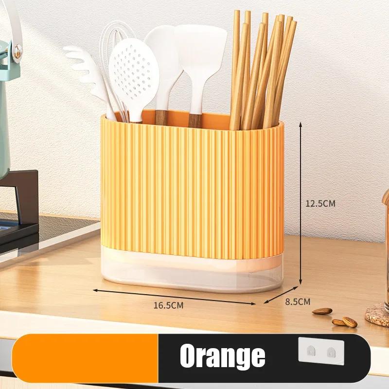 Household Kitchen Chopstick Holder Spoon Storage Box Drain Rack Wall Mounted Non Perforated Countertop Tableware Chopstick Cage
