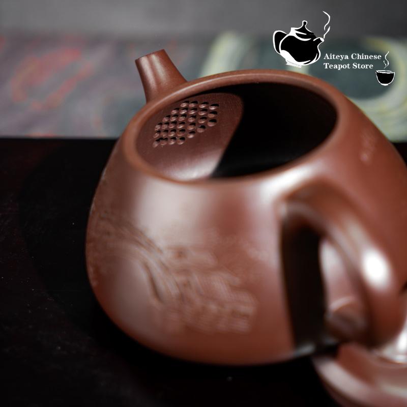 Chinese Teapot Raw Ore Purple Vermillion Mud Sword Flowing Stone Scooping Purple Sand Pot Hand-carved Purple Clay Teapot Tea Set