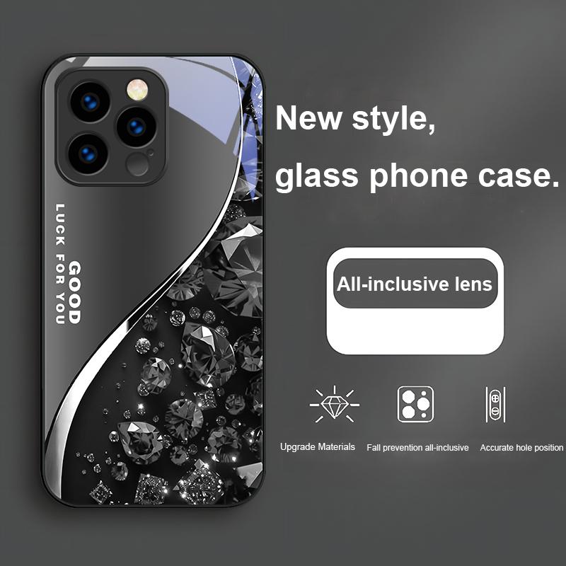Цветной Алмазный Градиентный Чехол из Закаленного Стекла для IPhone 16 Pro Max 15 Plus 14 Pro 13 12 Mini 11 Pro Max X XS 7 8 Plus 2022