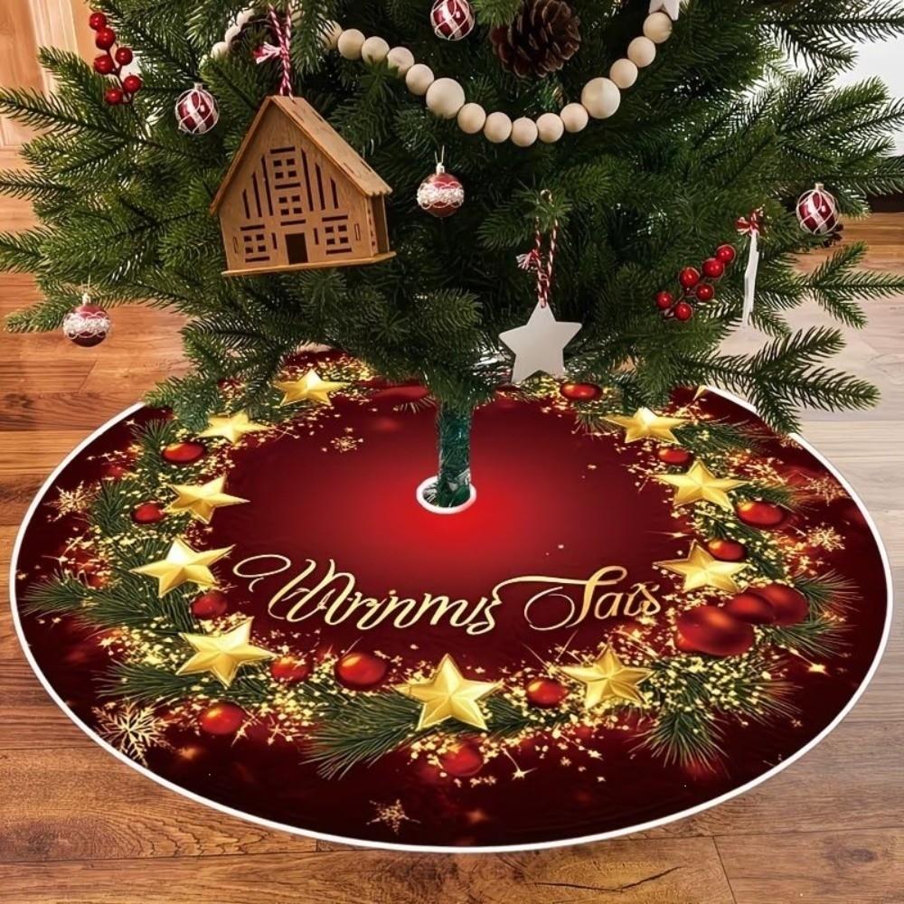 Round Christmas Tree Skirts 90cm 35in Xmas Tree Foot Cover Christmas Tree Mat Wedding