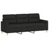 Vidaxl 3-Osobowa Sofa Z Poduszkami, Czarna, 180 Cm, Tkanina