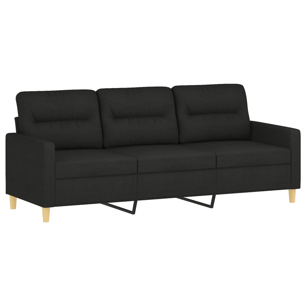 Vidaxl 3-Osobowa Sofa Z Poduszkami, Czarna, 180 Cm, Tkanina