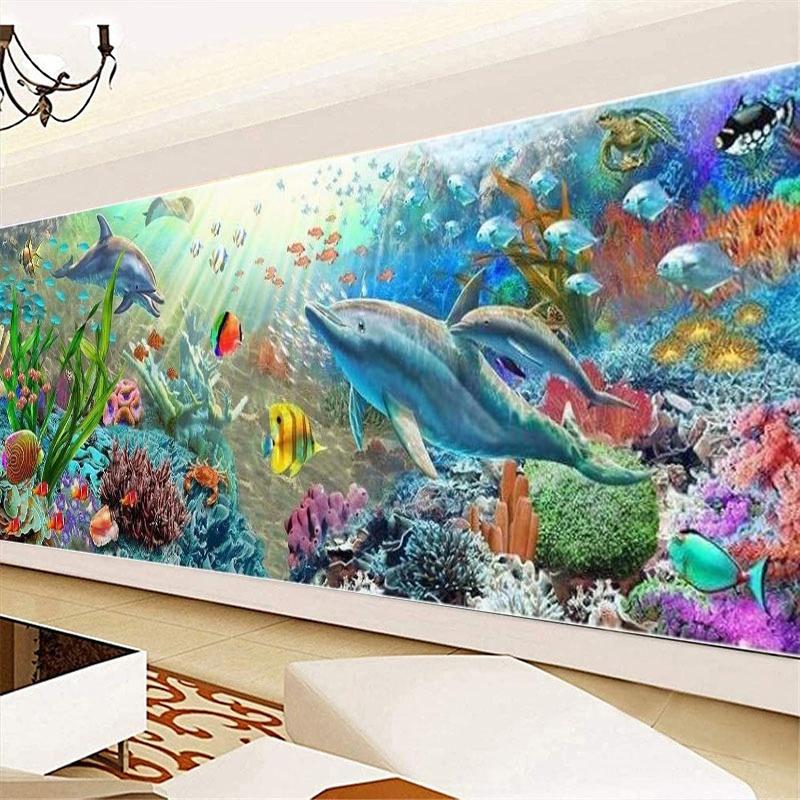 DIY алмазная живопись подводный мир 5D полный алмазный пейзаж настенная живопись вышивка крестом гостиная спальня домашний декор