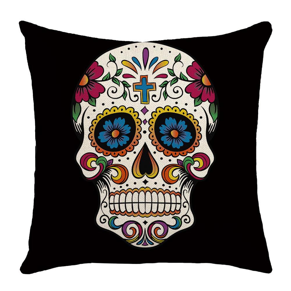 New Day of The Dead Skull Pillow Cover Skull Decoration Sofa Bedroom Pillow Cover Bedside Backrest
