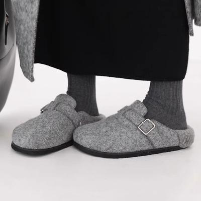 Зимние домашние плюшевые тапочки для женщин Зимние нескользящие плоские каблуки Хлопковые шлепанцы Женские модные теплые хлопковые тапочки из флока